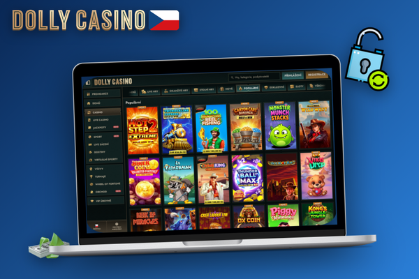 Stažení Dolly Casino APK přes QR kód z oficiálního webu na notebooku