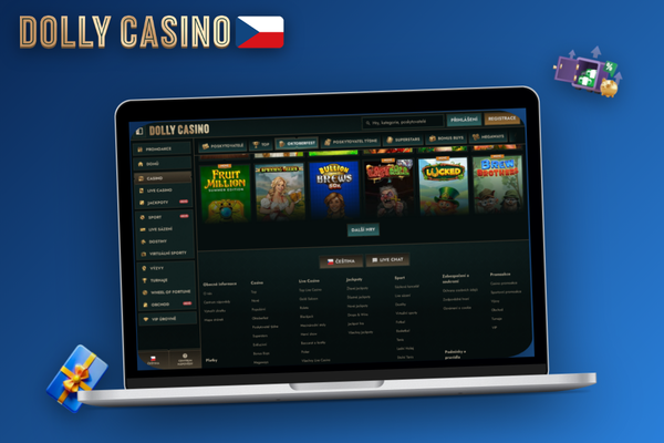 První spuštění Dolly Casino na počítači s přihlašovacím formulářem a zástupcem na ploše
